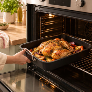 Plat rôtisserie avec grille en acier carbone 43,5 x 29cm AMANDINE