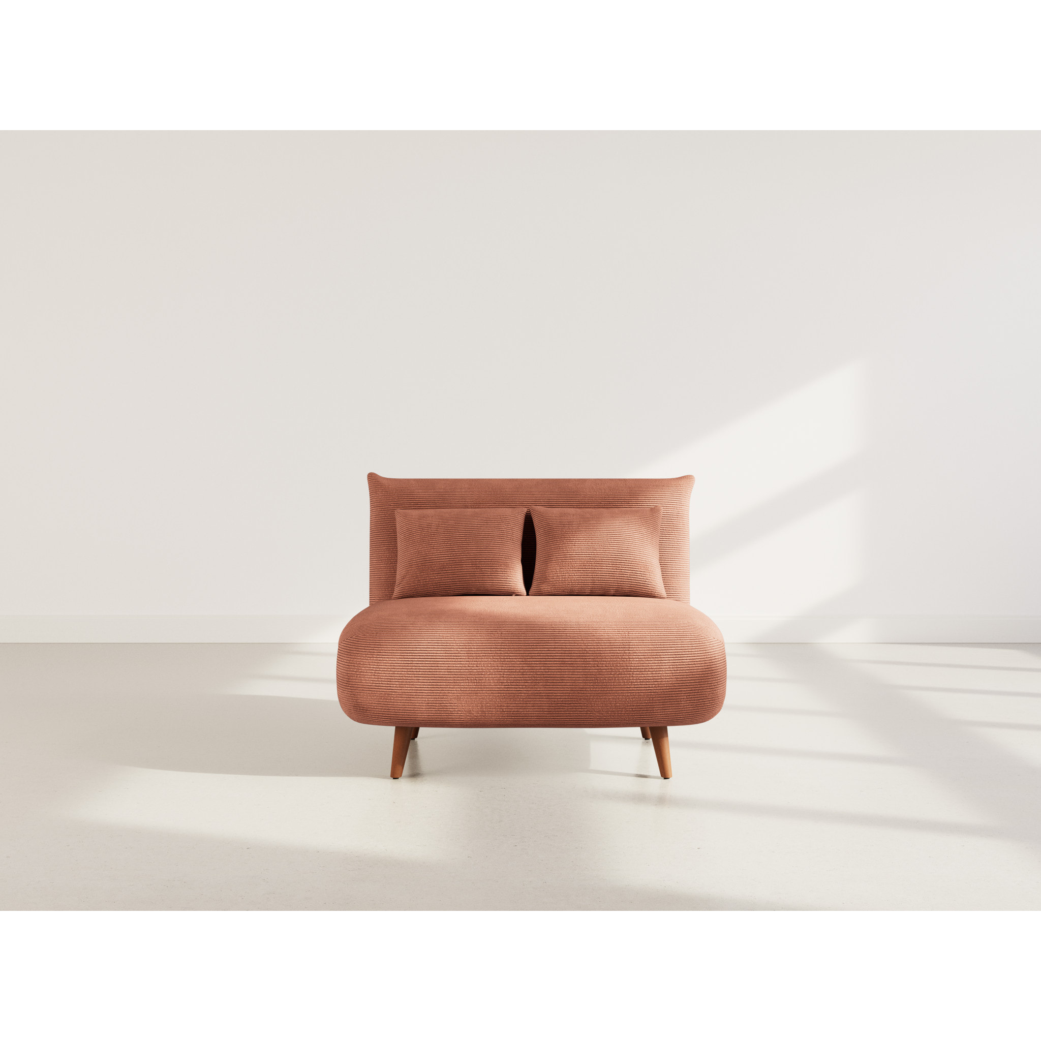Lumi - Banquette convertible clic-clac 1 place en velours côtelé - Terracotta