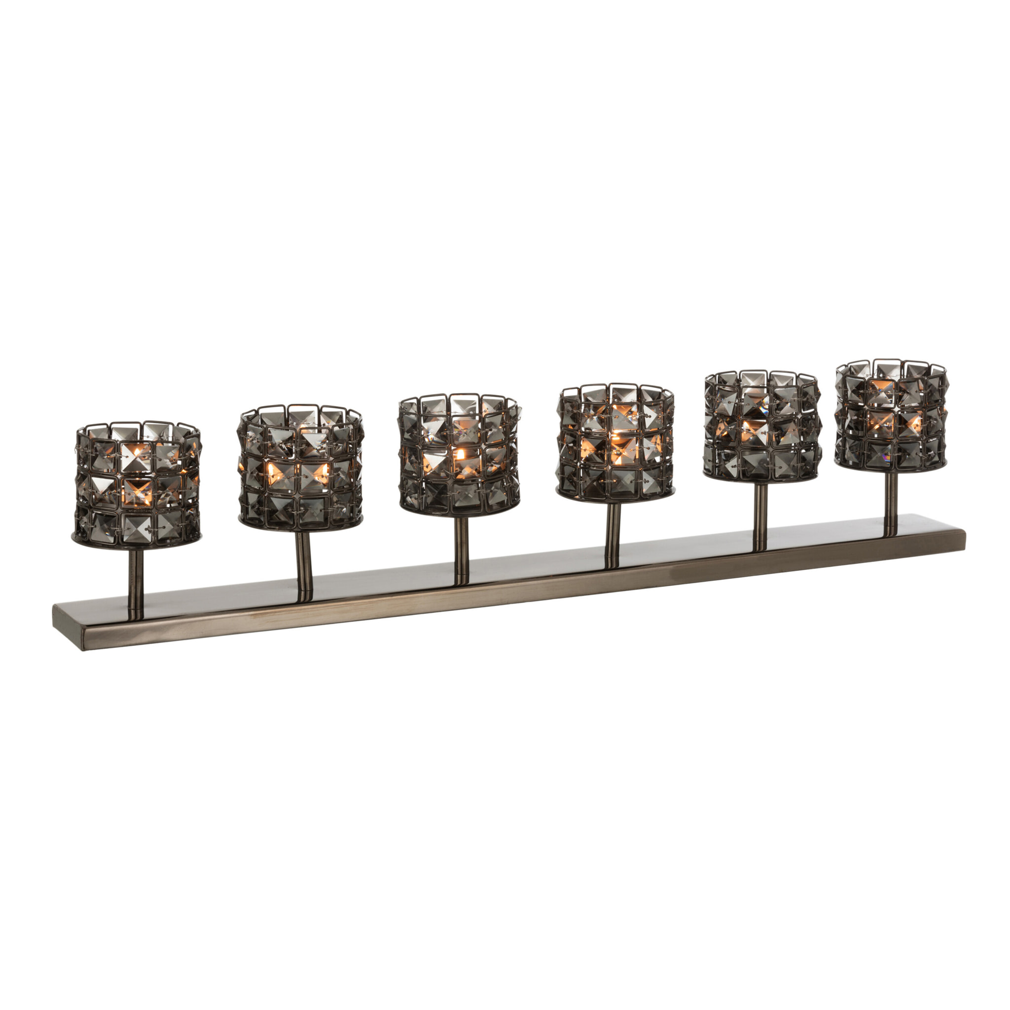 J-Line bougeoir 6 Cristaux - acier - gris