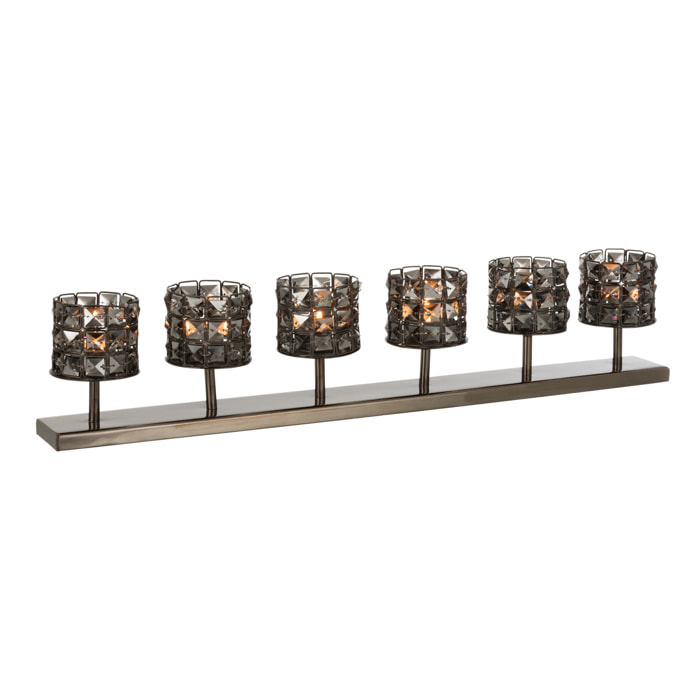 J-Line bougeoir 6 Cristaux - acier - gris