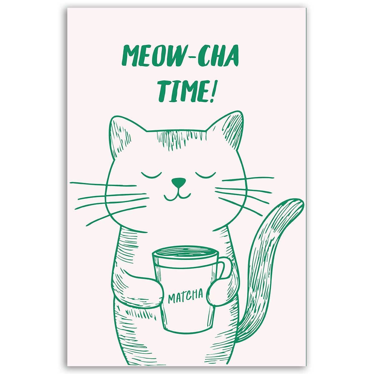 Tableau chat et matcha Toile imprimée