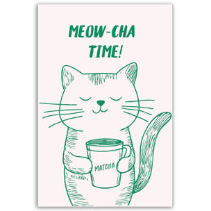 Tableau chat et matcha Toile imprimée