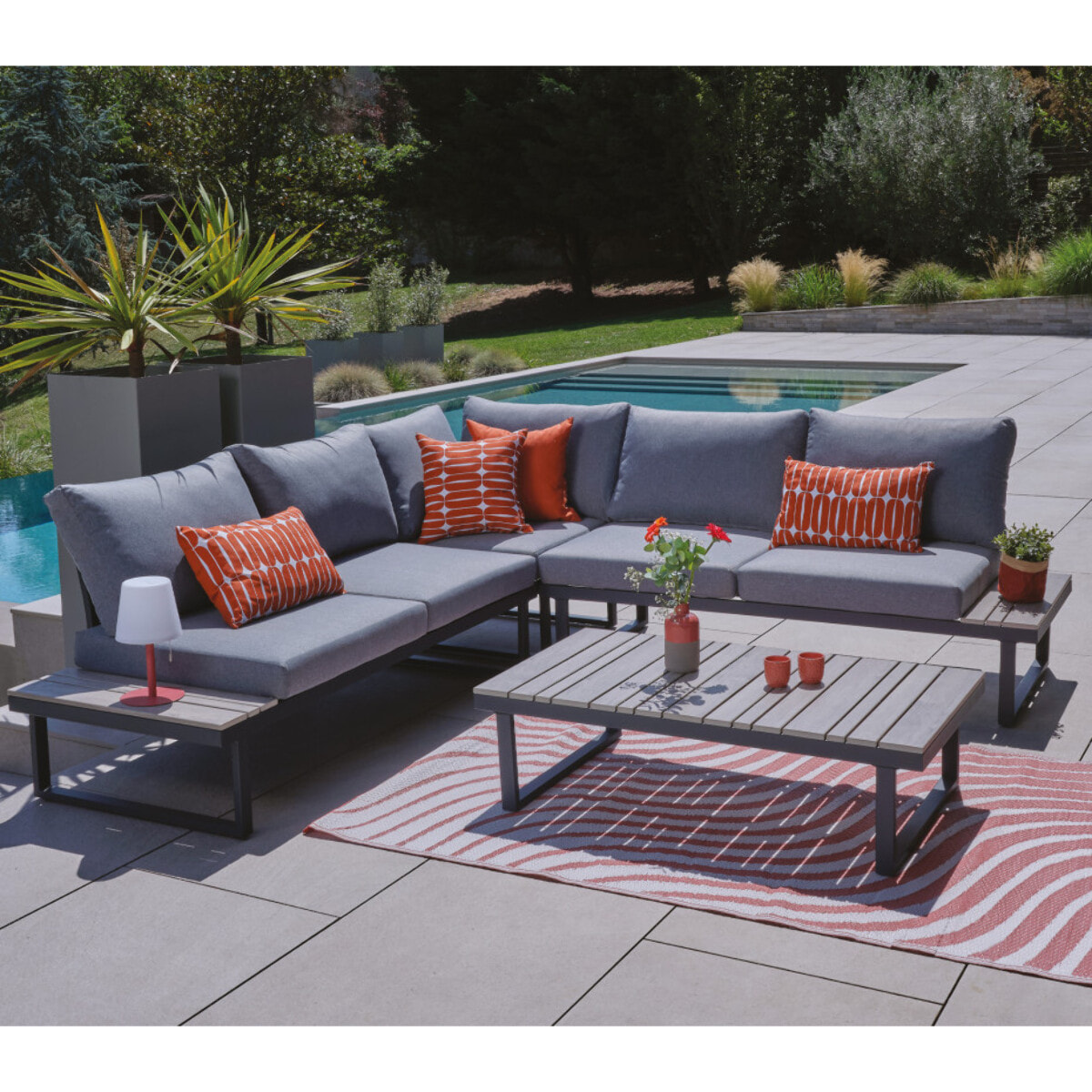 Salon de jardin en angle - 6 places - CAVALAIRE GRIS