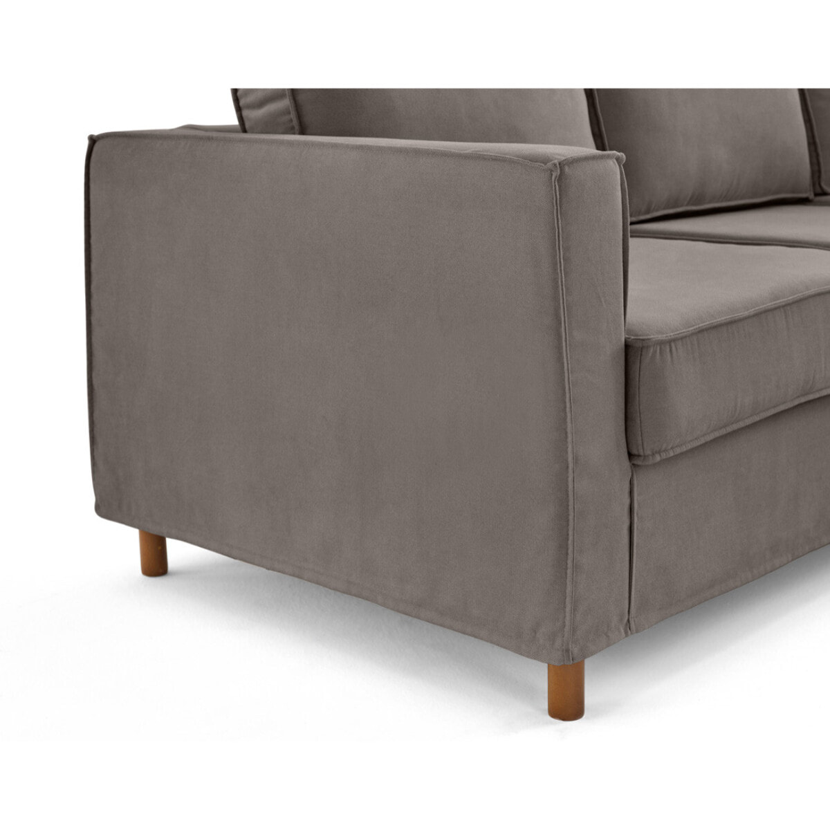 Jake - canapé déhoussable d'angle droit 5 places en tissu - Gris