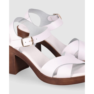 Sandalias de Piel - Blanco - Tacón: 8 cm
