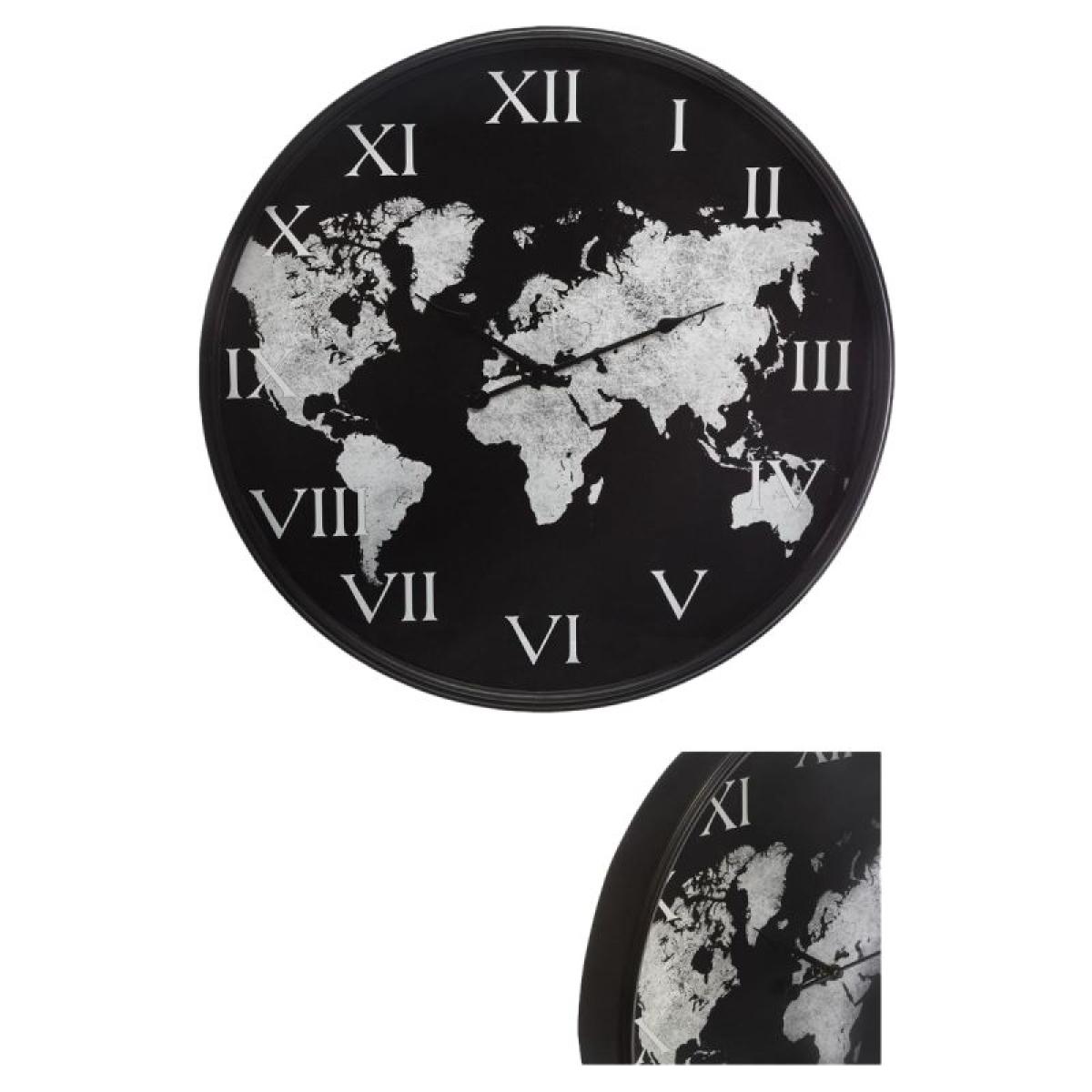 Horloge ''Monde'' noire, métal Diamètre 57 cm Atmosphera