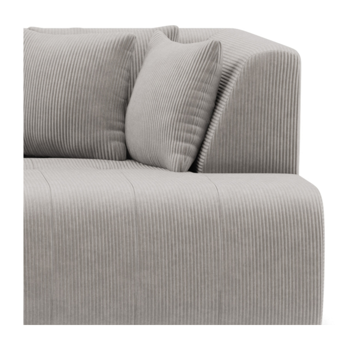 Onyx - canapé droit 4 places avec double méridienne - assise profonde - en velours côtelé - Gris clair