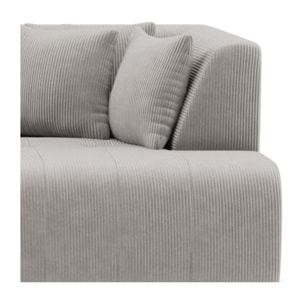 Onyx - canapé droit 4 places avec double méridienne - assise profonde - en velours côtelé - Gris clair