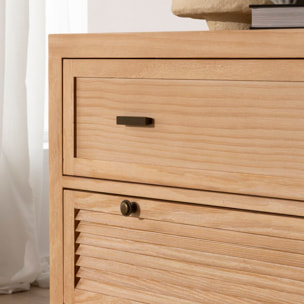 Commode Venice -bois massif, panneau de mdf et placage naturel-couleur naturel 100 x 85 x 43 cm