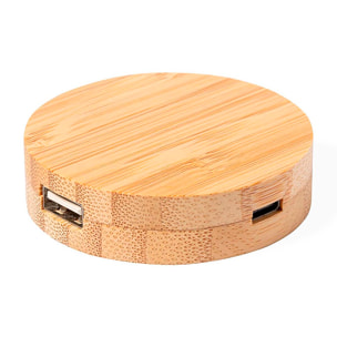 Porta USB in bambù naturale 1 porta di tipo C 2 porte USB 2.0