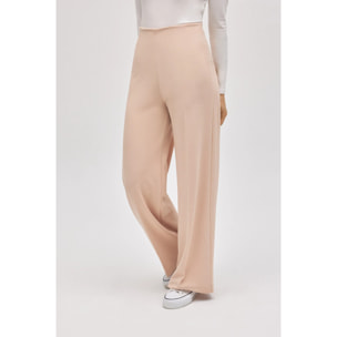 Pantaloni larghi effetto scamosciato color avorio