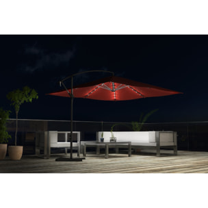 Parasol Bulle LED déporté 3 x 3 m terracotta DAVAGNA