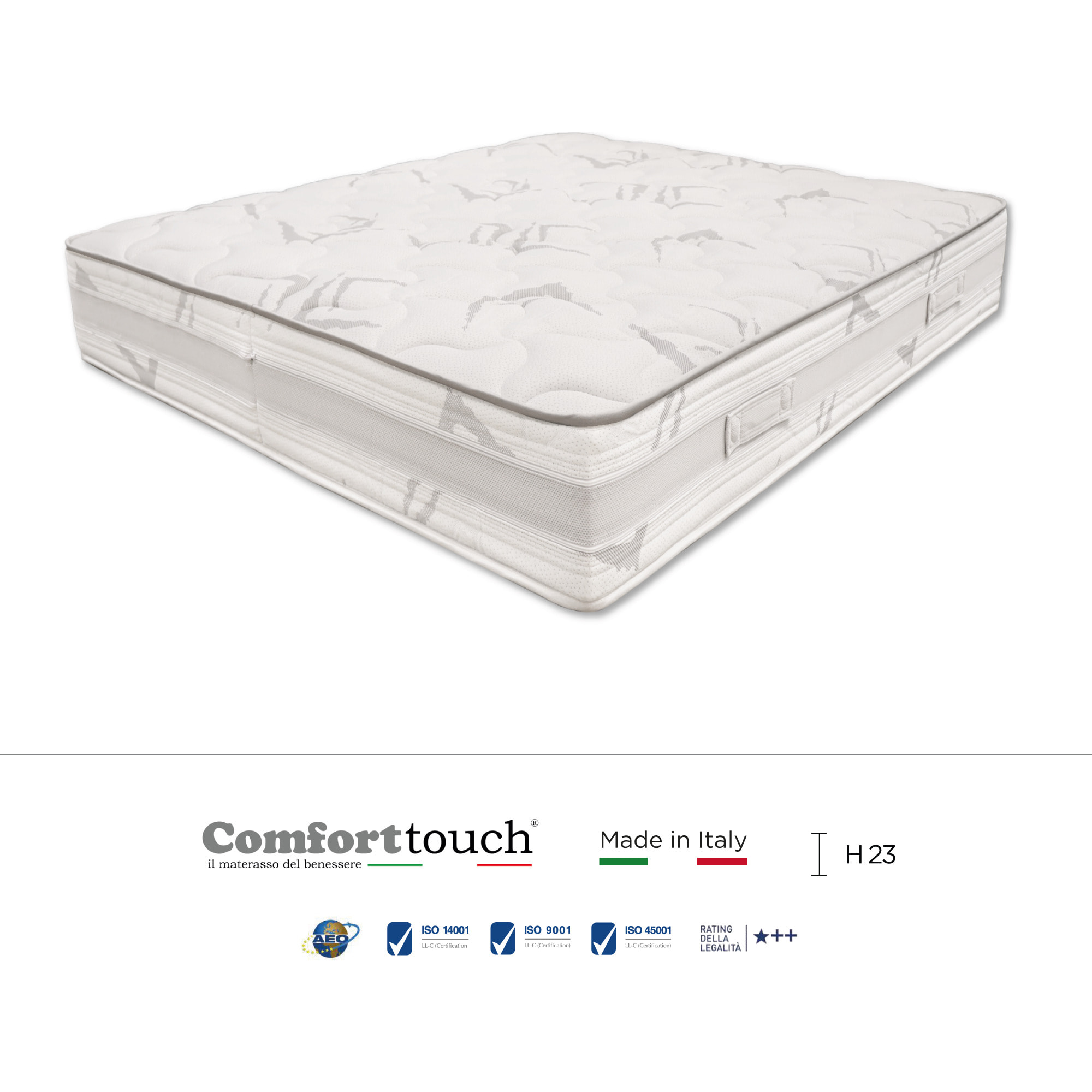 "Pink" H23 cm 180x200 2 guanciali Memory OMAGGIO sfoderabile in schiuma poliuretanica ad alta densità e Memory Foam con cristalli di gel