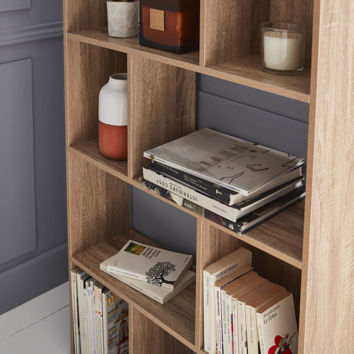 Etagère bibliothèque décor bois 5 étagères 10 compartiments PIETER
