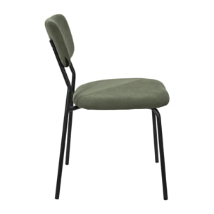 Lot de 4 Chaises - HOME DECO FACTORY - Jules - Côtelées - Confortables - Vert