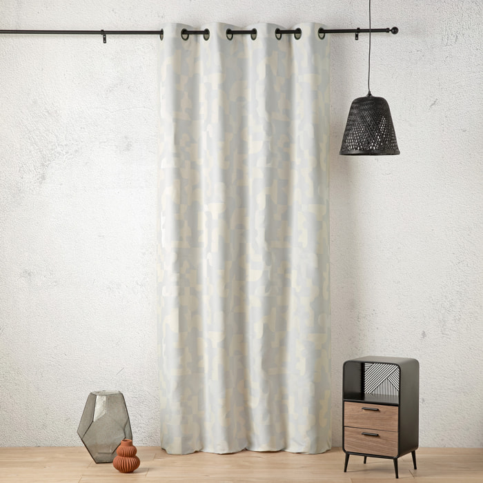 Rideau jacquard géométrique texturé rétro - Ecru