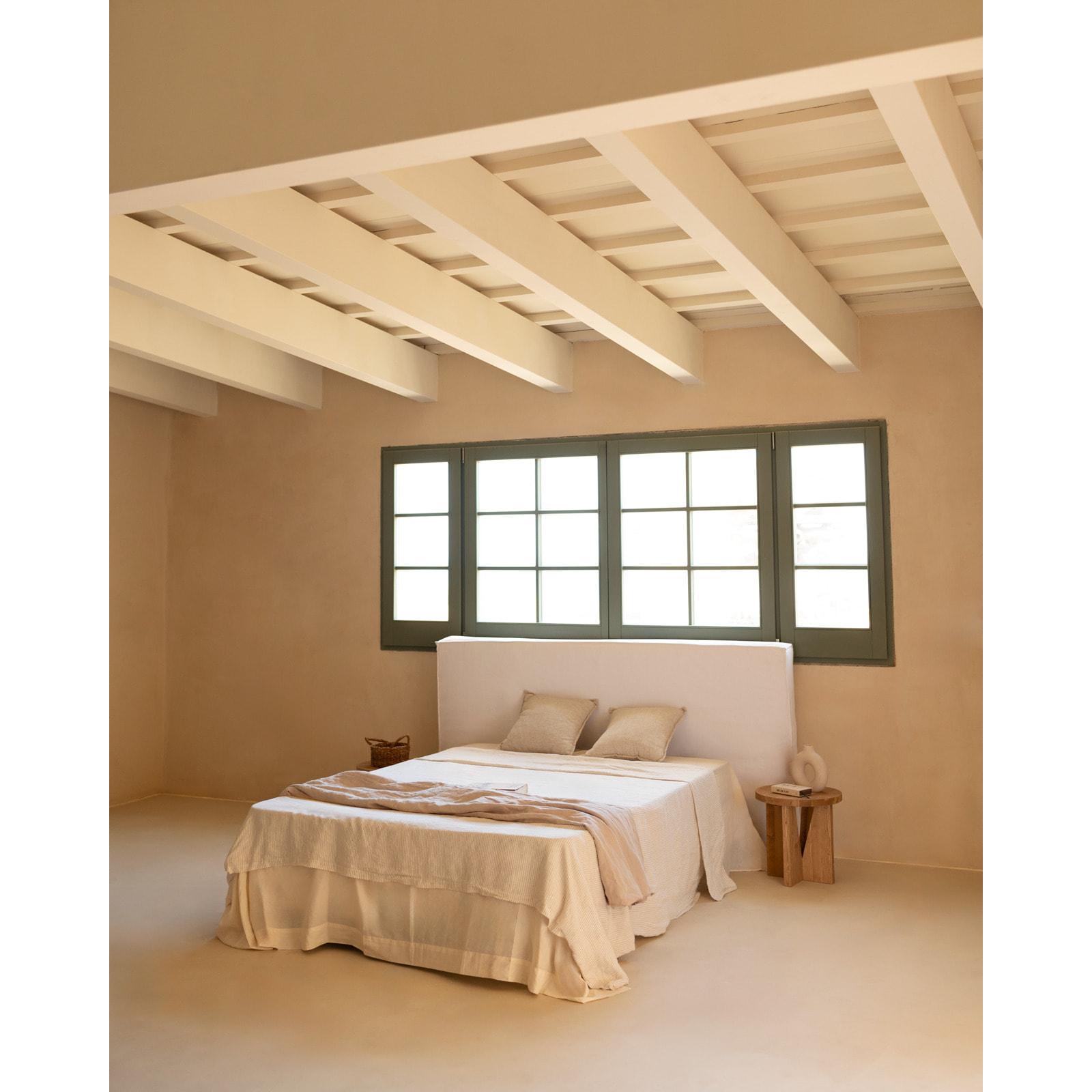 Cabecero tapizado desenfundable de lino blanco en varias medidas