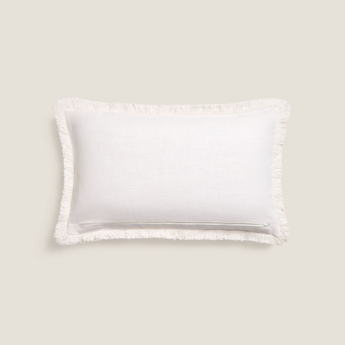 Funda de cojín algodón bordado palmeras Drepalm color blanco Algodón