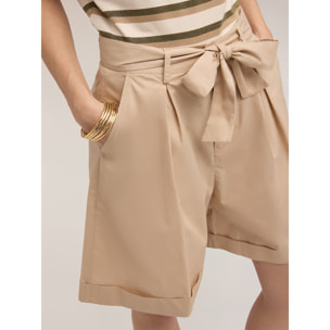 Motivi - Bermuda in popeline con fusciacca - Beige