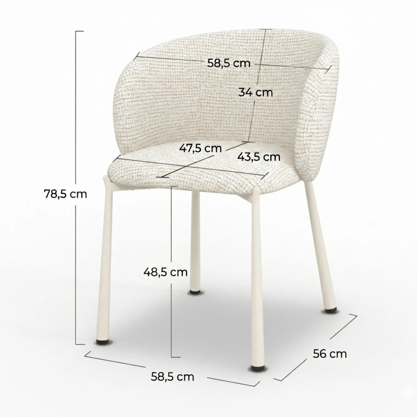 Chaise en tissu texturé écru chiné - Danaë