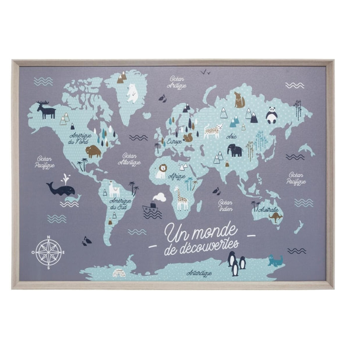Cuadro infantil mapamundi 50x70