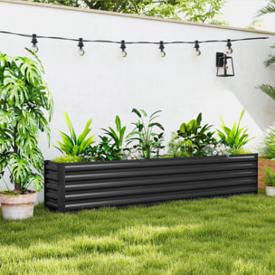 Carré potager de jardin rectangulaire dim. 240L x 120l x 30H cm tôle d'acier ondulée anthracite