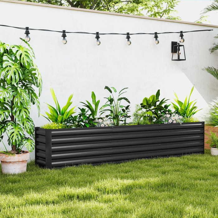 Carré potager de jardin rectangulaire dim. 240L x 120l x 30H cm tôle d'acier ondulée anthracite