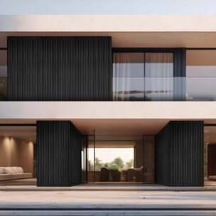 Chopin - Set 6 Pannelli Fonoassorbenti Decorativi 235x18 cm per Interno ed Esterno in WPC Nero