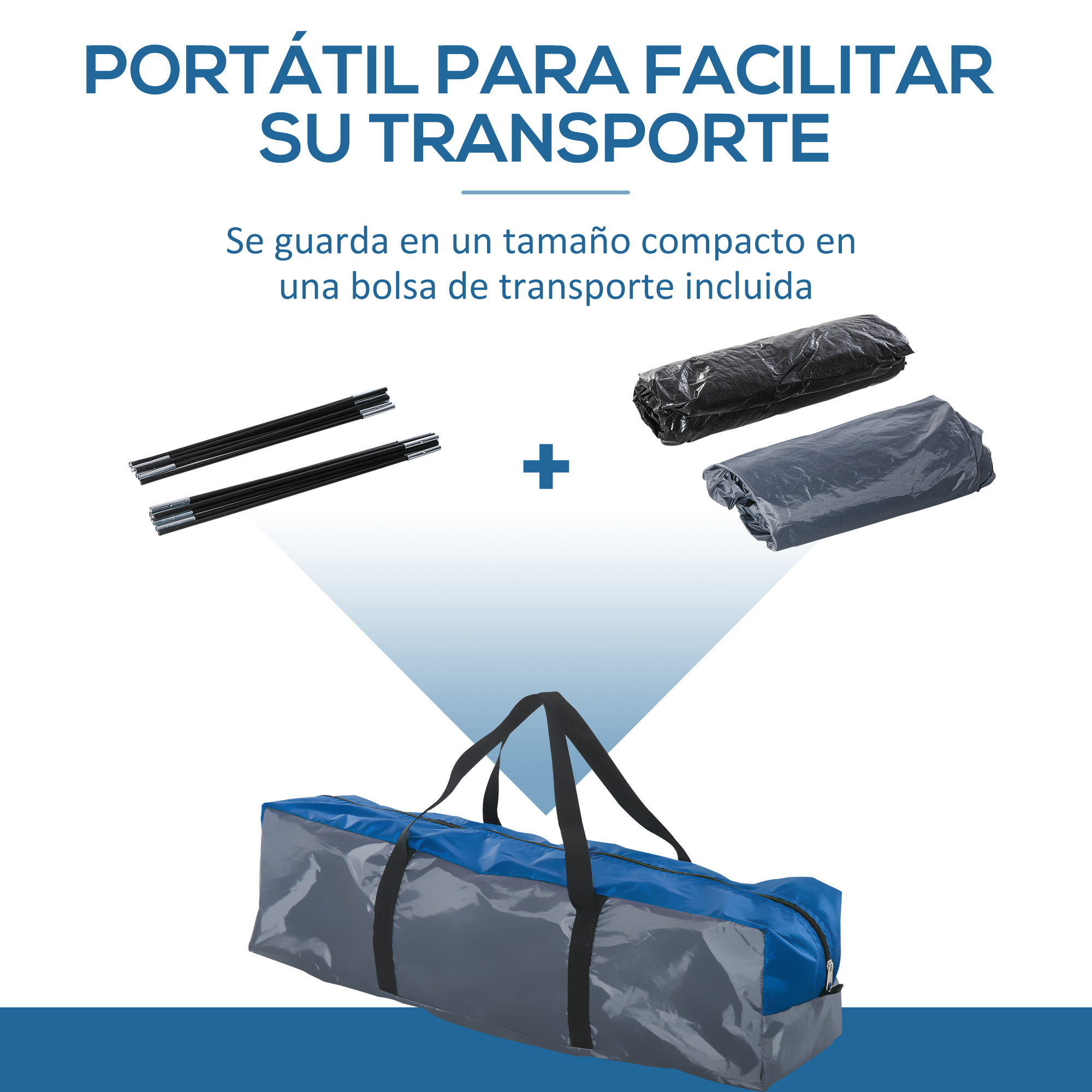 Tienda de Campaña para 3 Personas Tienda de Camping Doble Capa con Ventanas 2 Bolsillos y Bolsa de Transporte 250x300x130 cm Gris y Azul