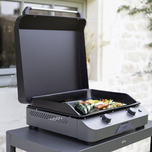 Plancha gaz ENO Fusion 60 Grise 2 brûleurs à poser, 57x39 cm