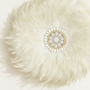 Décoration en plumes jujuhat naturelles et coquillages 40cm KAPAU