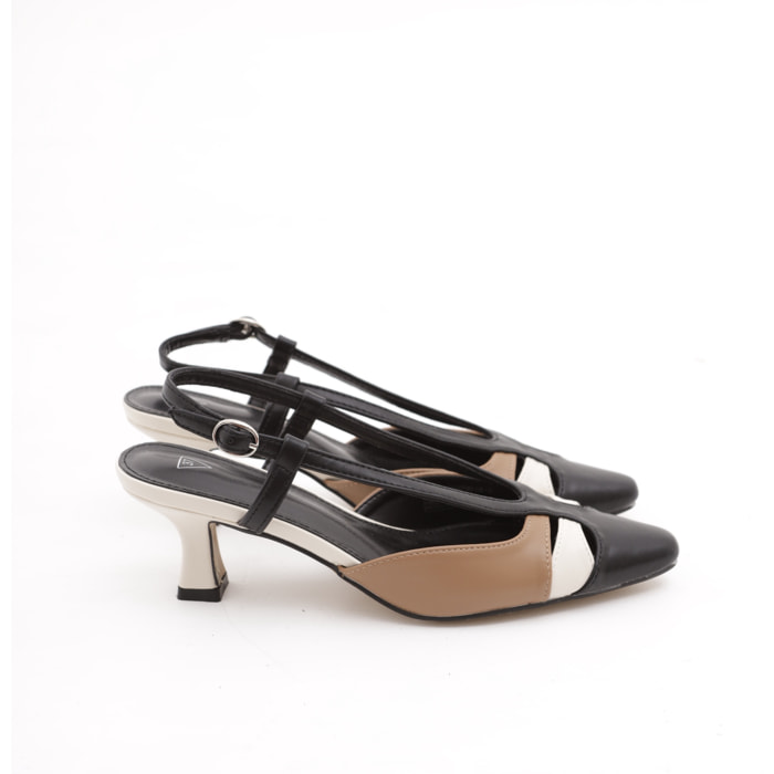 SLINGBACK MULTICOLORE CHOCOLA' NERO