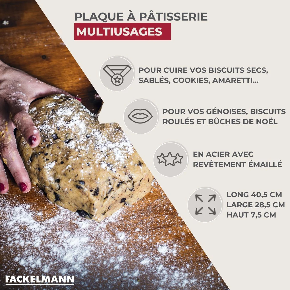 Plaque à pâtisserie émaillée 40 x 34 cm Fackelmann