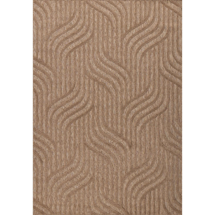 SANTORINI - Tapis d'intérieur/extérieur à motifs en relief abstrait - Beige