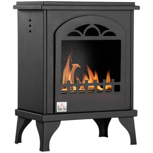 Chimenea de Bioetanol 7000 BTU Estufa de Bioetanol de Pie con Tanque de 1,2 L Apagallamas de Acero Inoxidable Tiempo de Combustión 3H para Interiores 20-25 m² 41x25x54 cm Negro