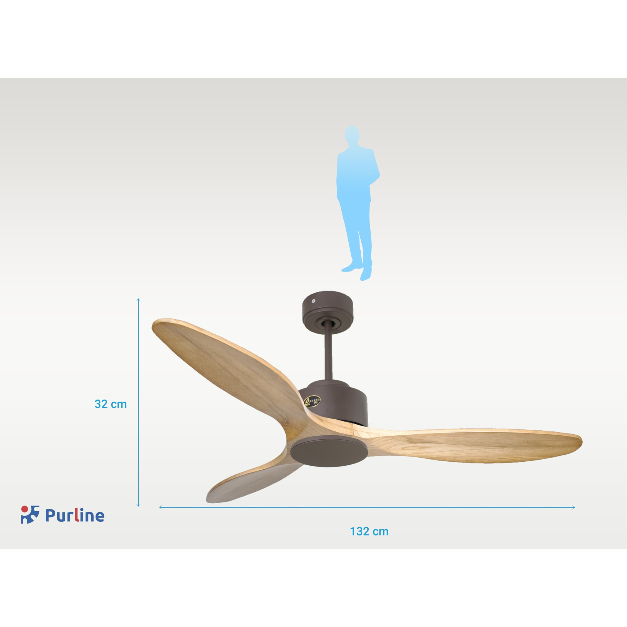 Ventilateur de plafond ø132 cm avec Wifi Réversible Hypersilence 40   W Chocolat