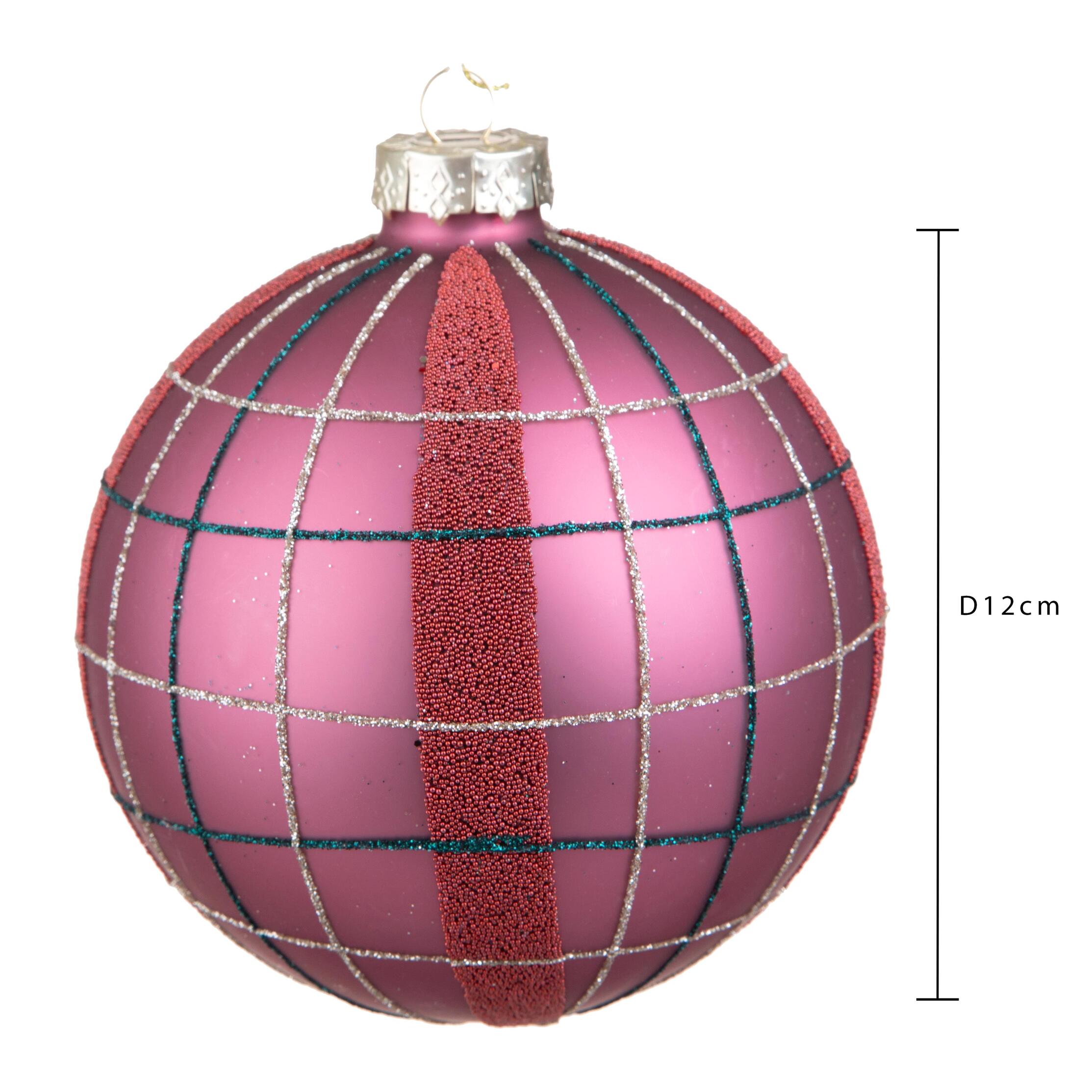 Sfera con Decori Righe - Pezzi 2 - Colore Viola - 12x12Hx12cm - Bianchi Dino