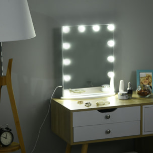 Miroir maquillage Hollywood lumineux LED intensité réglable pour coiffeuse dim. 41L x 13P x 51H