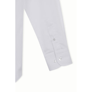 Camicia Uomo 1 Bottone Francese Slim Cotone Unito Bianco