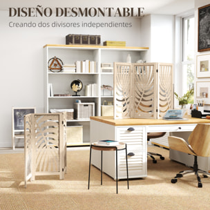 Biombo de 3 Paneles Separador de Ambientes Plegable 120x170 cm con Estampado de Hojas de Palma Tropical Biombo Separador de Ambientes para Salón Dormitorio Oficina Natural