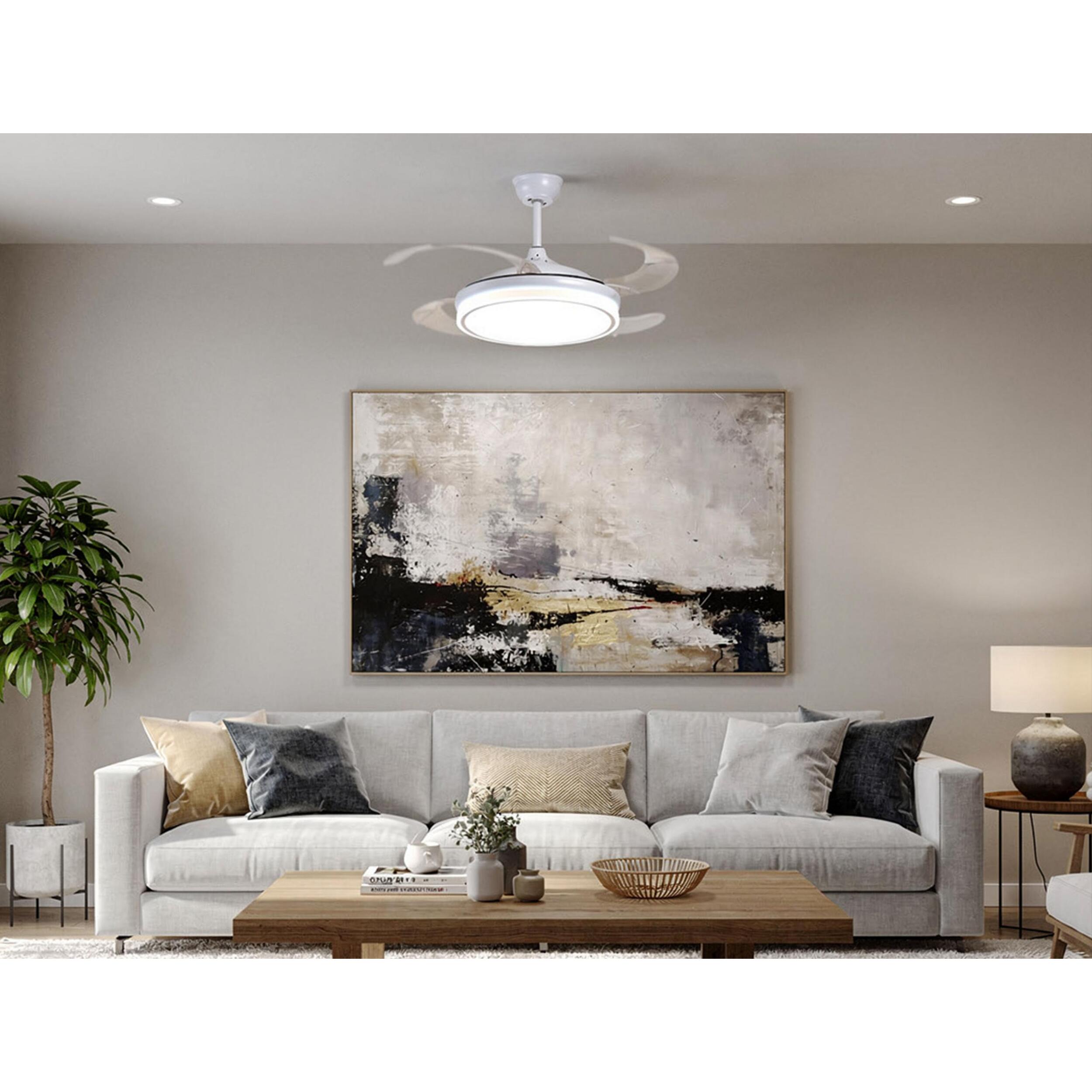 Ventilateur de plafond rétractable avec lumière LED et minuterie