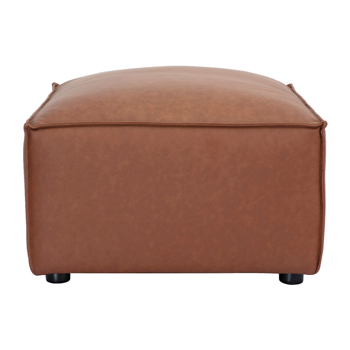 Pouf repose pieds en cuir marron SPLIT