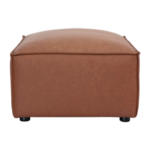 Pouf repose pieds en cuir marron SPLIT