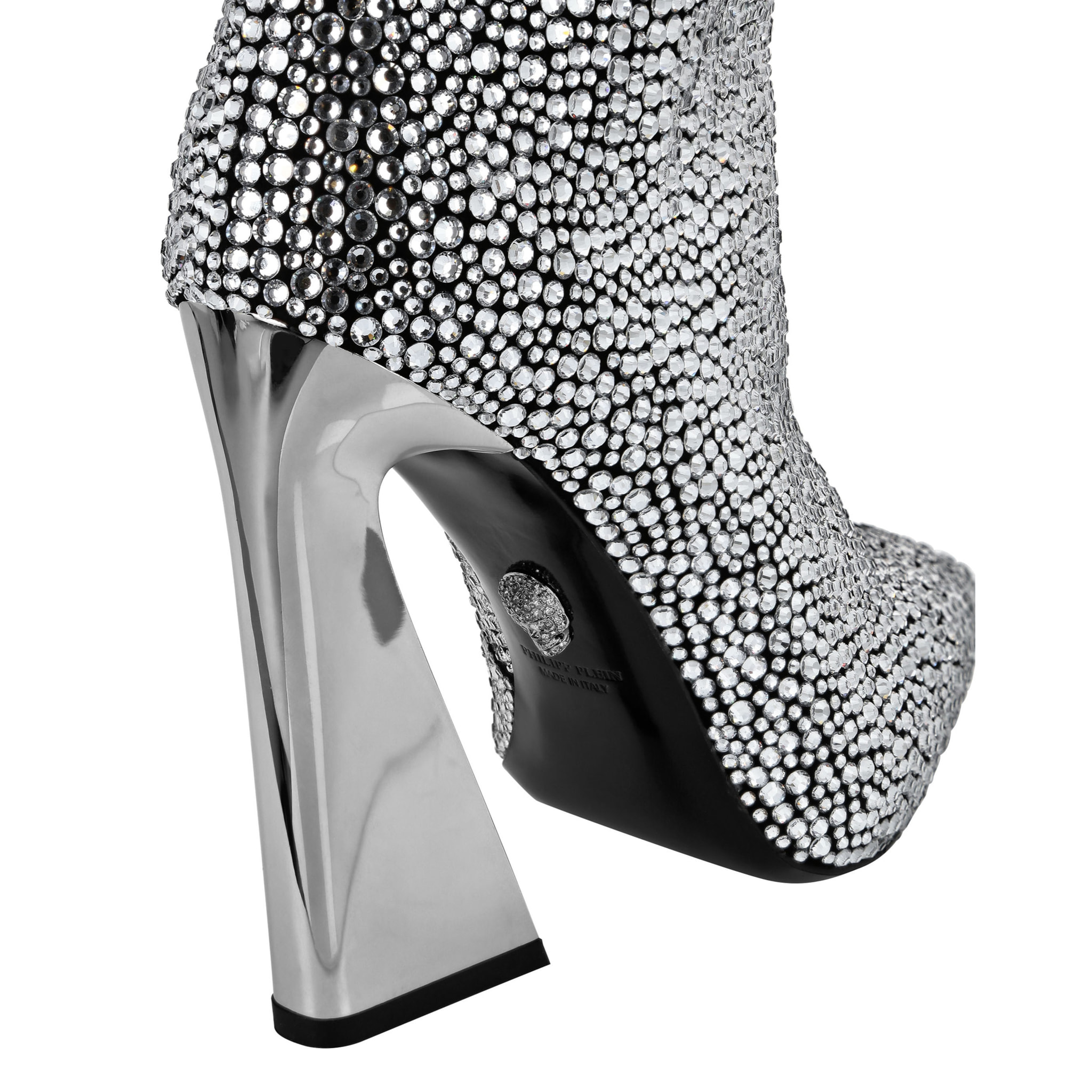PHILIPP PLEIN Leather Boots High Heels Mid Stones