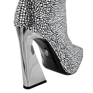 PHILIPP PLEIN Leather Boots High Heels Mid Stones