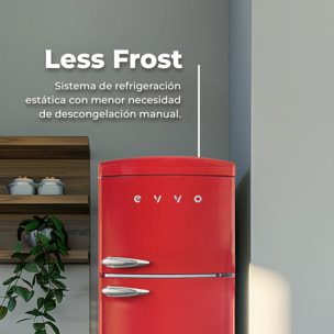 Frigorífico 2 puertas Evvo F50 Retro Gris, 242 l + 70 l, Gris, Total No Frost