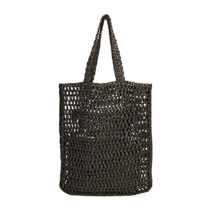 Bolso de playa de paja negro