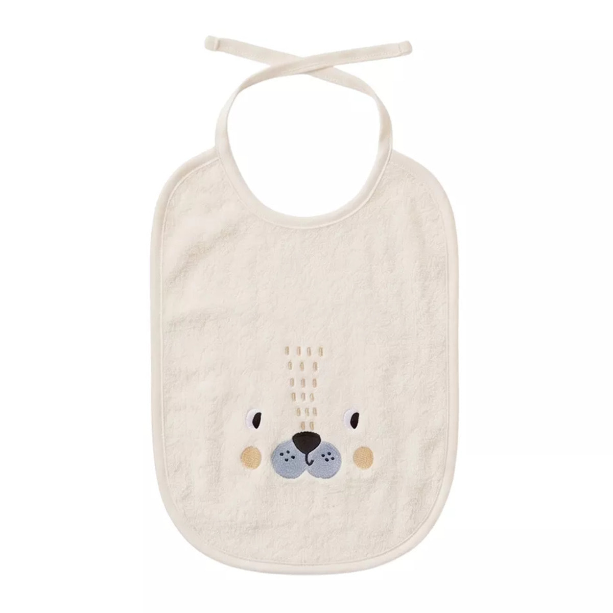 Bavoir enfant pur coton 420 g/m² brodé jaune beige Petit lion angora