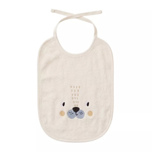 Bavoir enfant pur coton 420 g/m² brodé jaune beige Petit lion angora