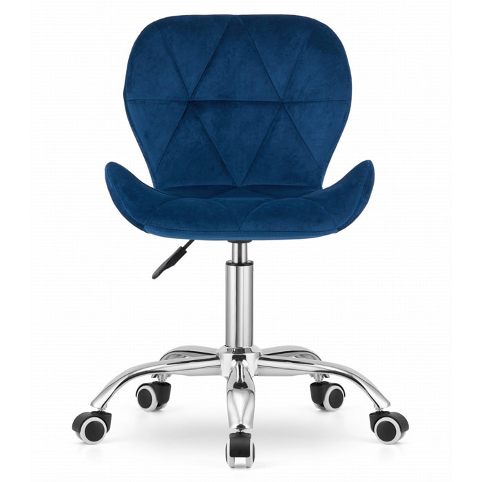 Sedia da ufficio rotante Avola in velluto blu navy